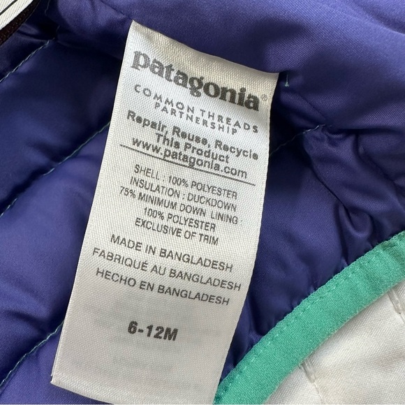 Unisex Patagonia Kids Down Sweater Vest in Teal and Red - Picture 6 of 8